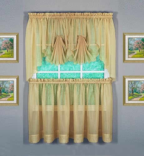 Vista 776 de Today's Curtain - Cortina Emelia de gasa original, panel de 84 pulgadas, negro, 60 pulgadas de ancho x 84 pulgadas de largo