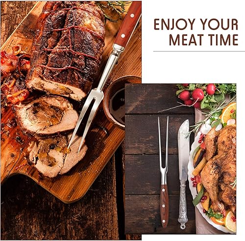 Miniatura 6 de Patelai 2 tenedores de carne para tallar carne de 12 pulgadas y 14 pulgadas de acero inoxidable para servir a la parrilla, tenedores de carne con