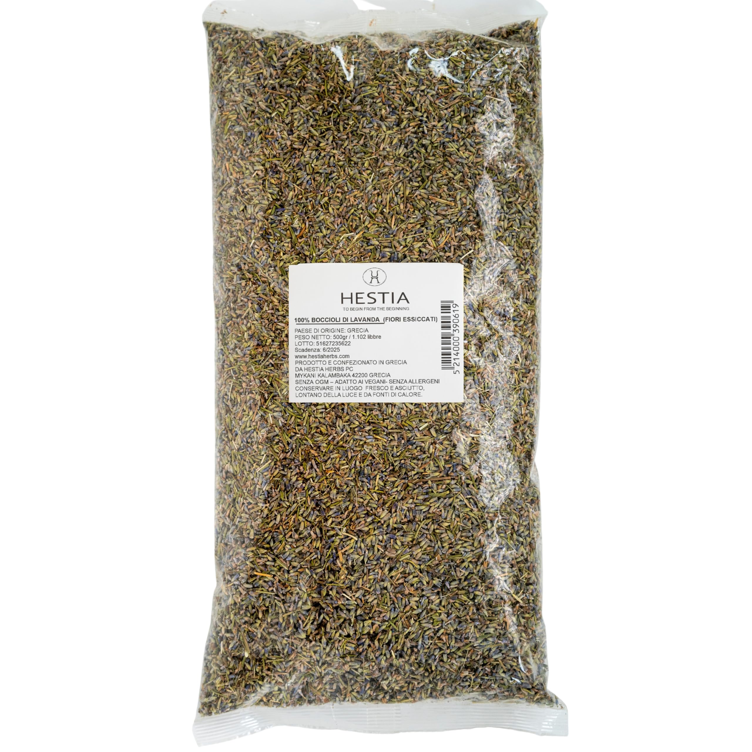 Hestia Herbs Boccioli di Lavanda Essiccati 500 g – Fiori Naturali e Profumati per Aromaterapia, Artigianato e Tè
