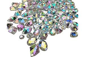 200PCS Crystal AB Resin Gems Flatback Rhinestone Embellishment Stones Bulk Kit for Crafting