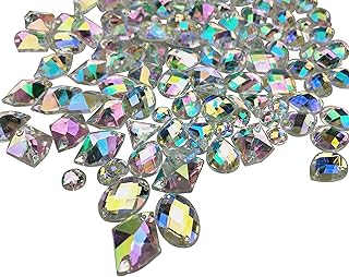 200PCS Crystal Gems AB Acrylic Flatback Sew On Diamante Rhinestones with Mixed Shapes for DIY Crafts Handicrafts Clothes B...