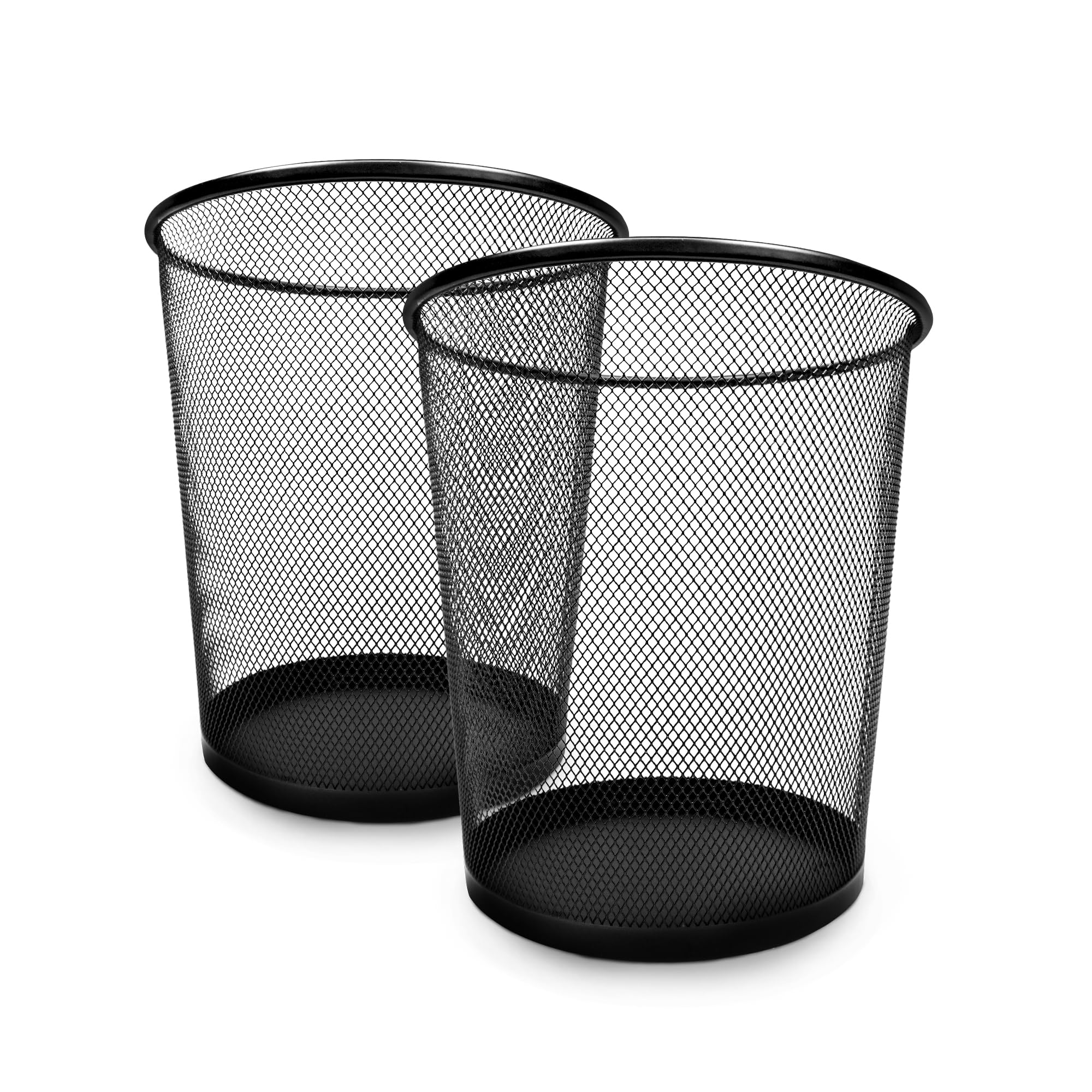 KEPLIN Round Trash Can Bin - 1 Pack Charcoal Black Non-slip Mesh Bins | Waste Paper Bin | Sturdy Metal Bin Indoor Waste Bin for Home, Bedroom, Office, Bathroom, Living Room — view 9