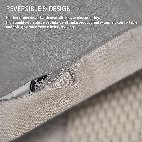Miniatura 4 de DriftAway Juego de 2 fundas de almohada de terciopelo de 18 x 18 pulgadas, color gris plateado, fundas de almohada decorativas para cama, fundas