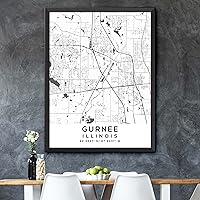 Vista 5 de Mapa de Gurnee, Illinois, Light 2 (8x10)