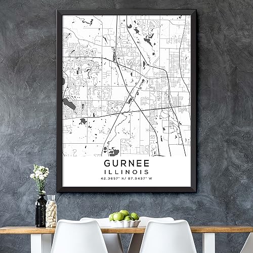 Miniatura 5 de Mapa de Gurnee, Illinois, Light 2 (8x10)