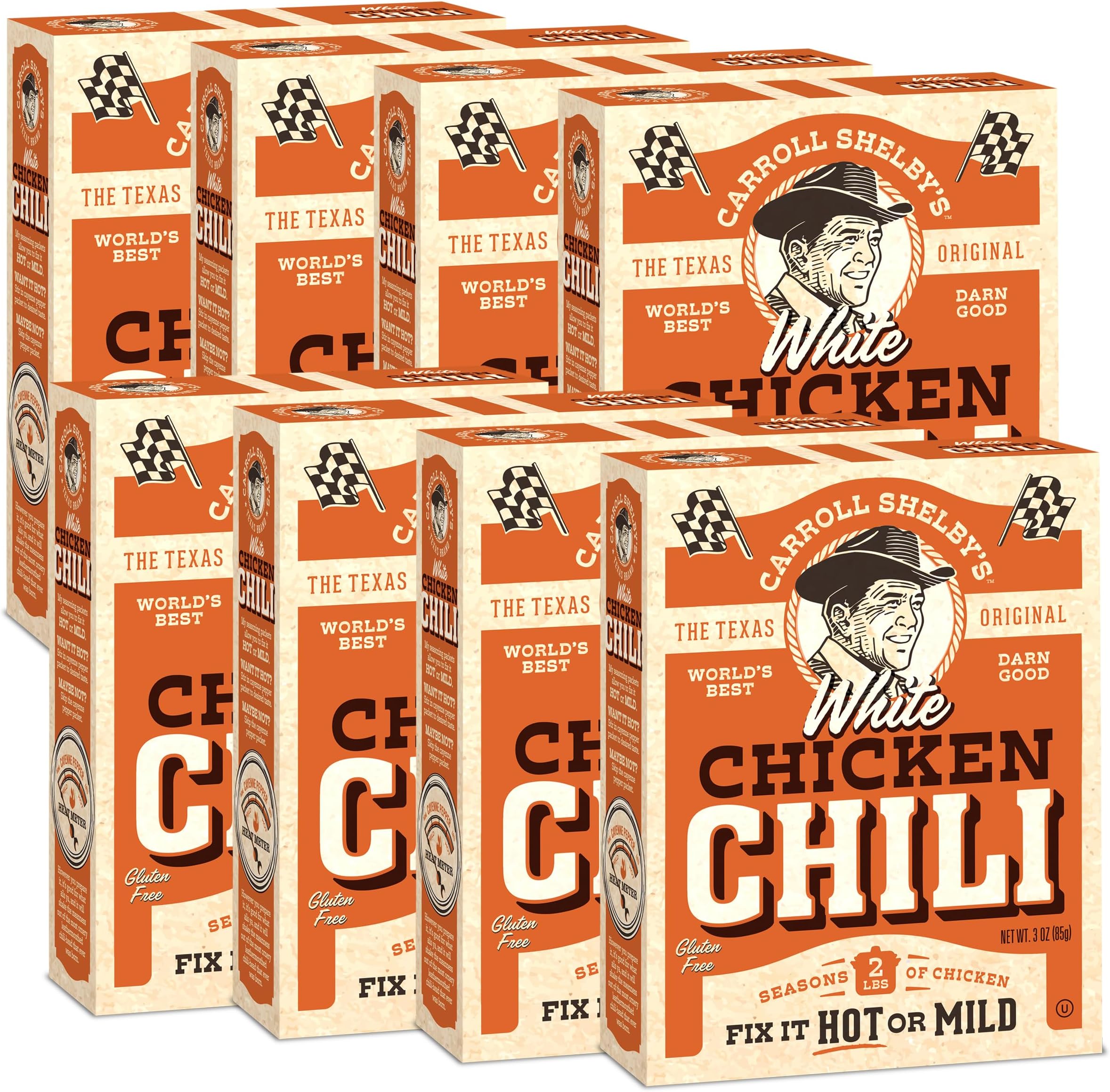 Original Texas Brand White Chicken Chili Kit 3oz Box (Pack of 8)