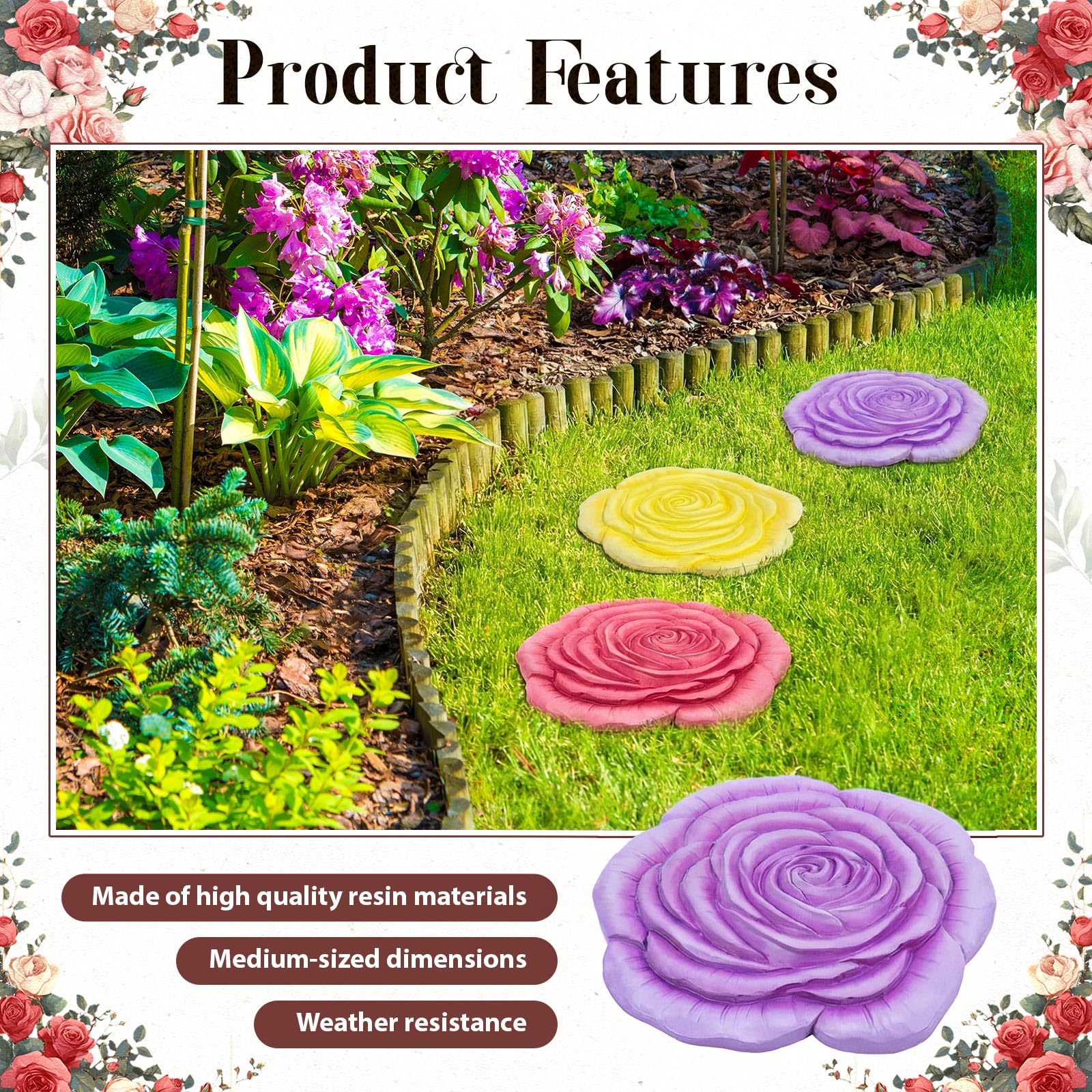 Cinnvoice Paquete de 3 Piedras Decorativas de Resina de 10 Pulgadas para jardín, Patio, decoración de jardín para jardín, Patio, Escultura de Patio