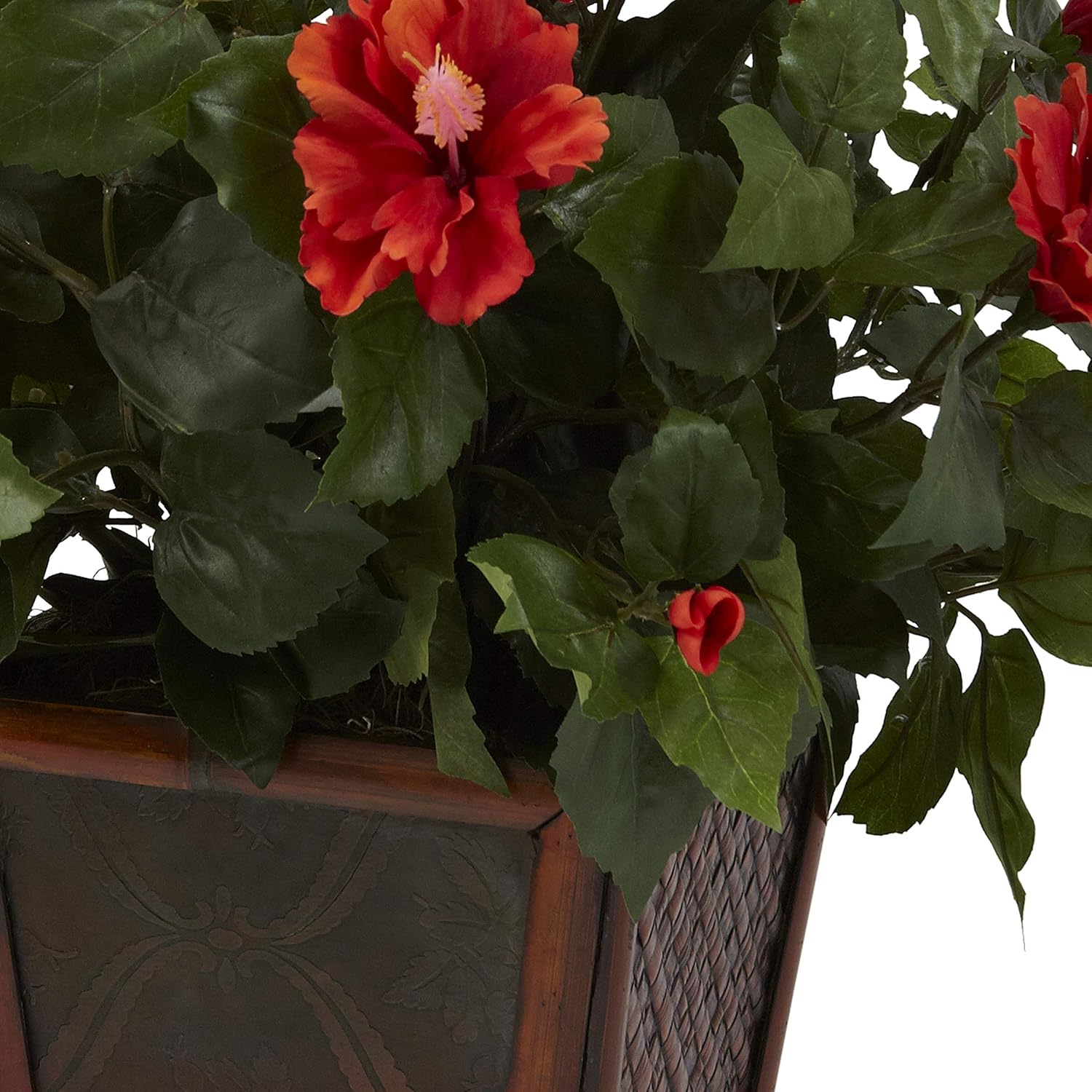 Nearly Natural 6726 Hibiscus Topiary, 39-Inch, Red/Green,10.5" x 10.5" x 40" -