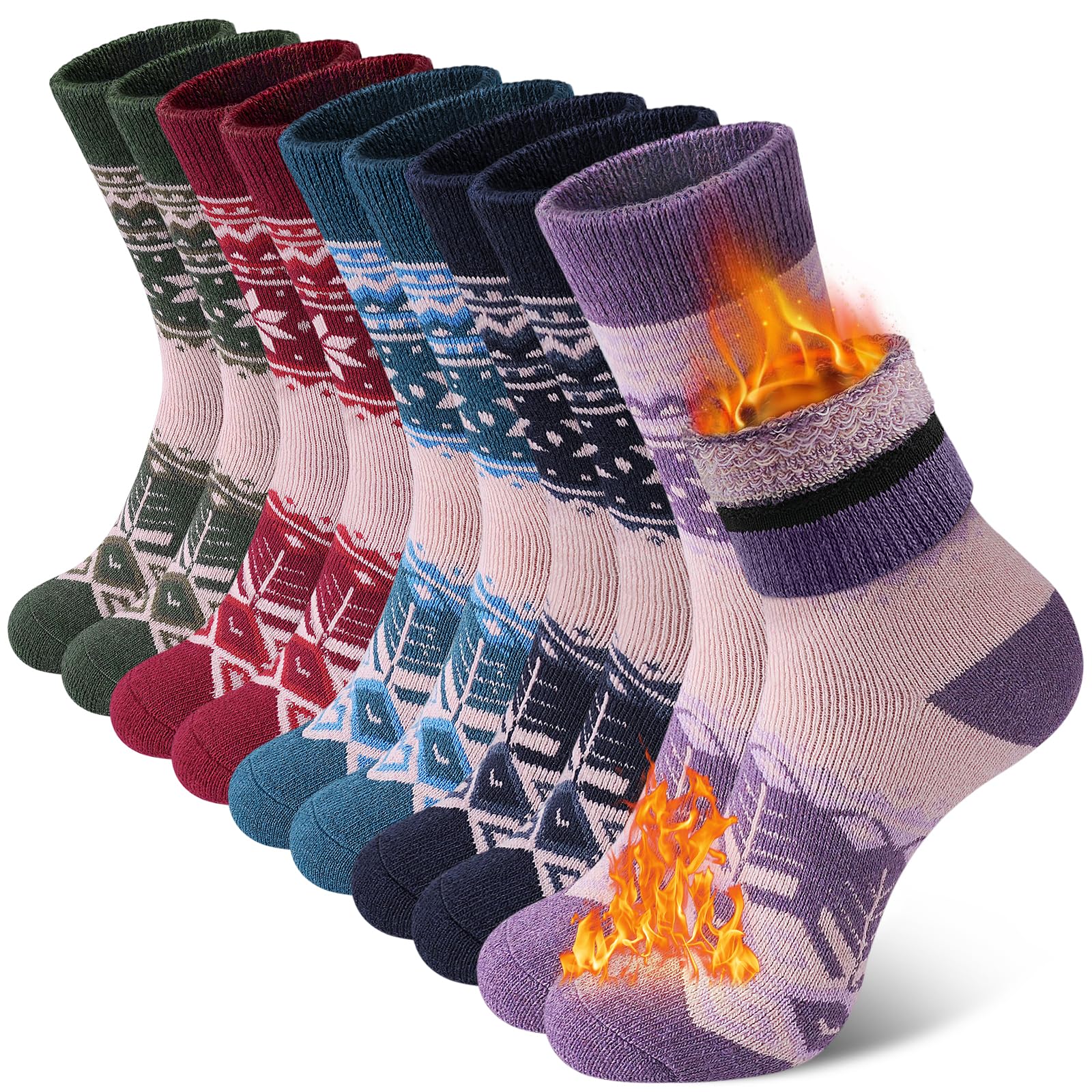 SIMIYA Merino Wool Socks for Women 5 Pairs Extra Thick Winter Warm Thermal Hiking Cozy Soft Ladies Sock for Cold Weather