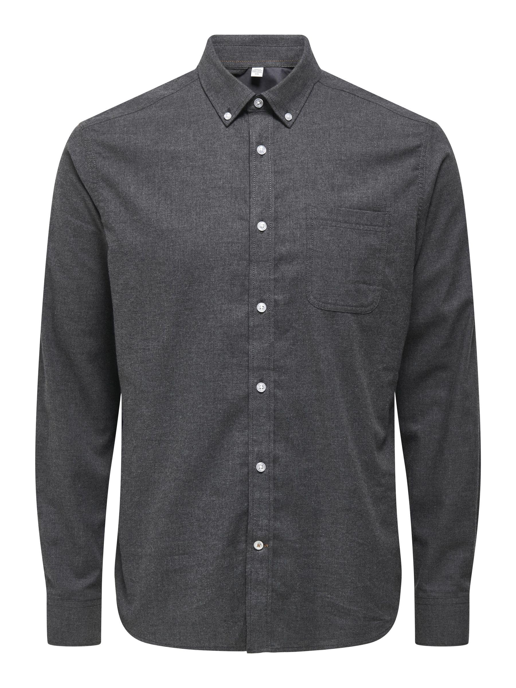 ONLY & SONS Men's Onsroad Life Reg Melange LS Shirt Long Sleeve Shirt, Black, S