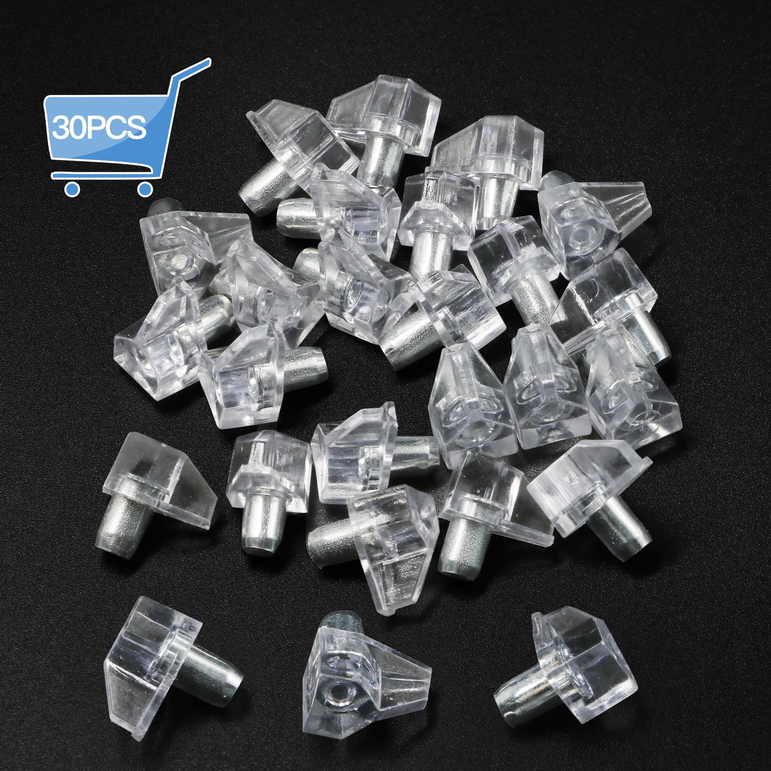30pcs Clear Shelf Pegs, 6mm Plastic Shelf Pins Small Shelf Support Pins, Cabinet Shelf Clips for Cabinets Bookcase Shelves Cupboard — Amazon image 4