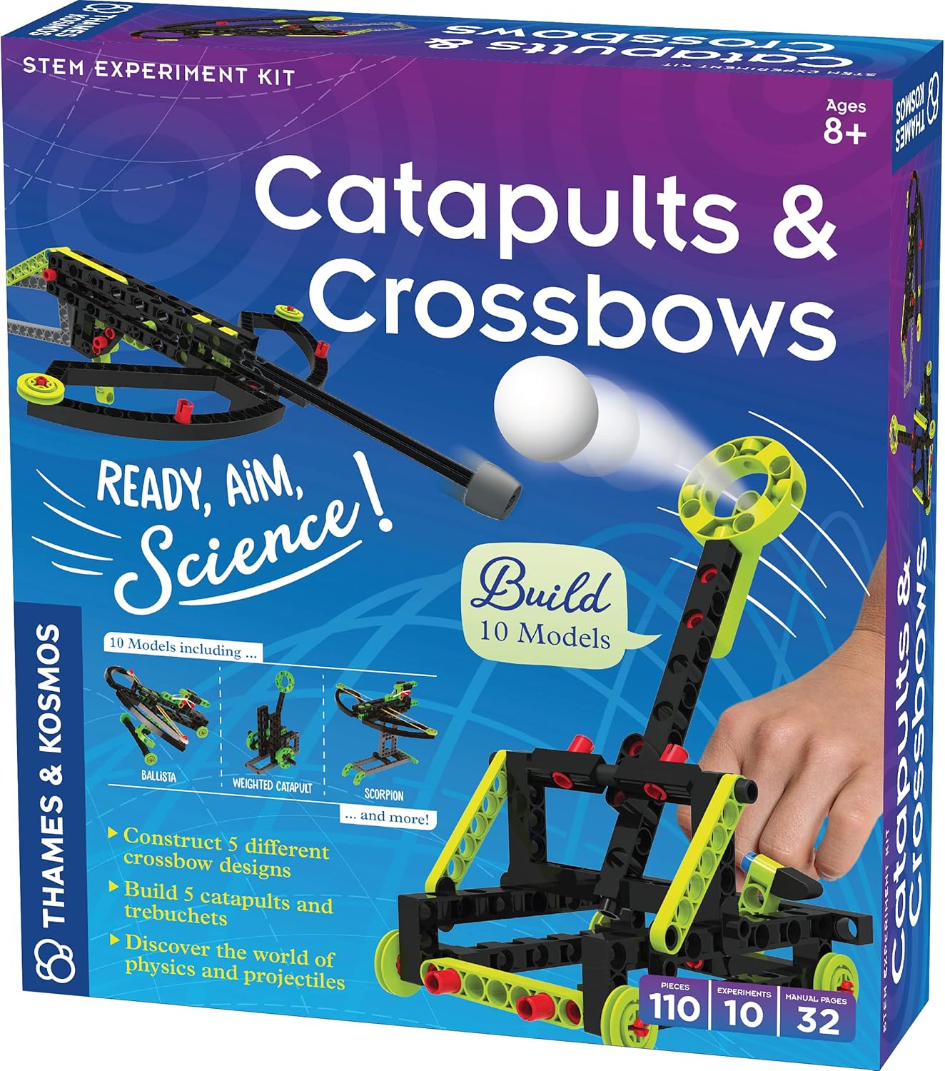 Thames & Kosmos Catapults & Crossbows Science Experiment & Building Kit | 10 Models of Crossbows, Catapults & Trebuchets | Explore Lessons In Force, Energy & Motion using Safe, Foam-Tipped Projectiles