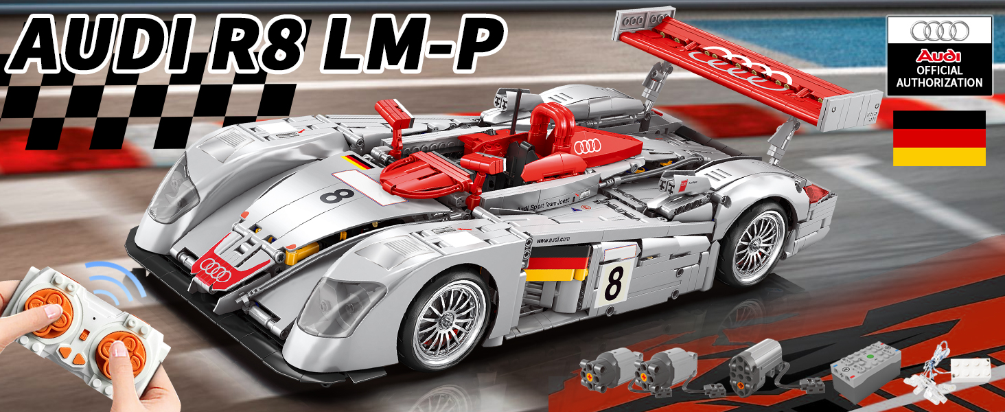 Amazon.com: MORBCOPCS Audi R8 LMP 2000 1:10 Building Car Set, Audi