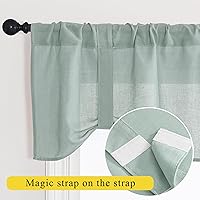 Vista 2 de NICETOWN Cenefa de cortina de cocina de lino estilo granja, cenefa de ventana para sala de estar, cenefas con bolsillo para barra para ventanas