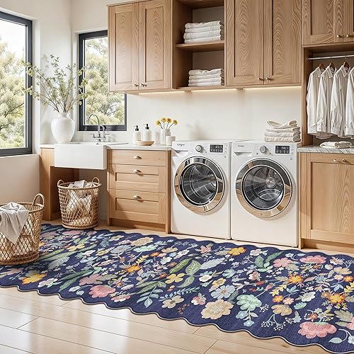 Miniatura 570 de Alfombra lavable para pasillo y de cocina, alfombra de entrada, vintage, suave para el suelo, alfombra antideslizante para interiores, para baño