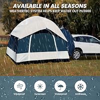 Omikrafto Univerzális SUV Sátor 6 Személyes - Autós Kemping Sátor Esővédő Tetővel, 4 Évszakos, Vízálló, 250x250x200cm, Autóhoz, Kisbuszhoz 7