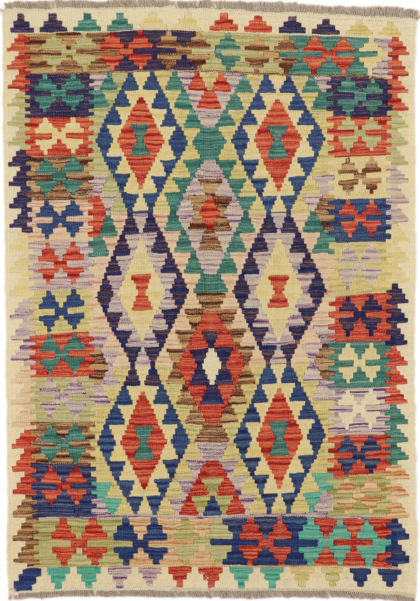 Kilim Afghan d'Orient en laine de qualité supérieure 104x148