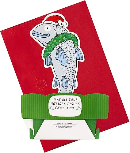 Miniatura 6 de Hallmark Paper Wonder Shoebox - Tarjeta de Navidad divertida desplegable (pez de bacalao de Navidad)