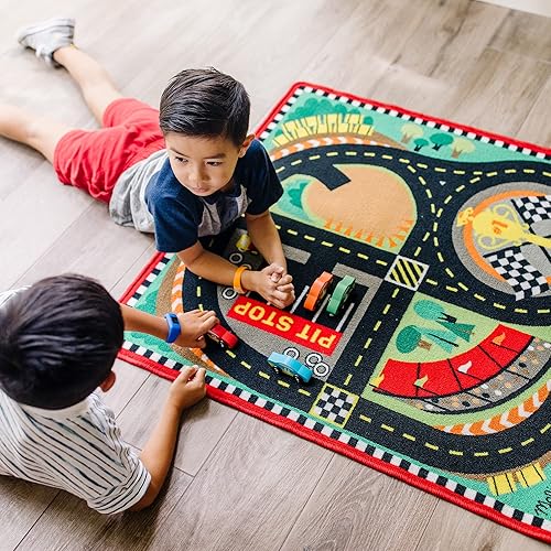 Miniatura 6 de Melissa & Doug Alfombra Round The Speedway Race Track (FFP)