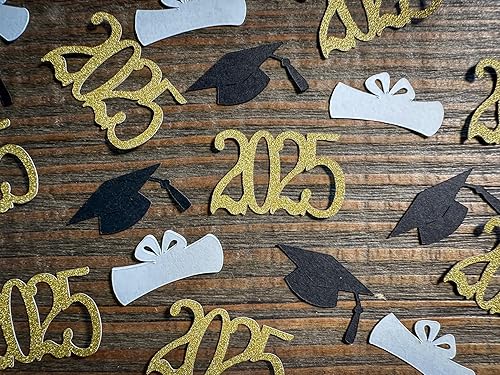 Gold 2025, Graduation Cap, and Diploma Graduation Party Confetti