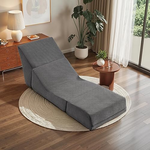 Miniatura 8 de Sofá cama plegable, silla convertible con soporte de espalda, silla de salón multifuncional, sofá de pana de un solo piso para espacios pequeños,