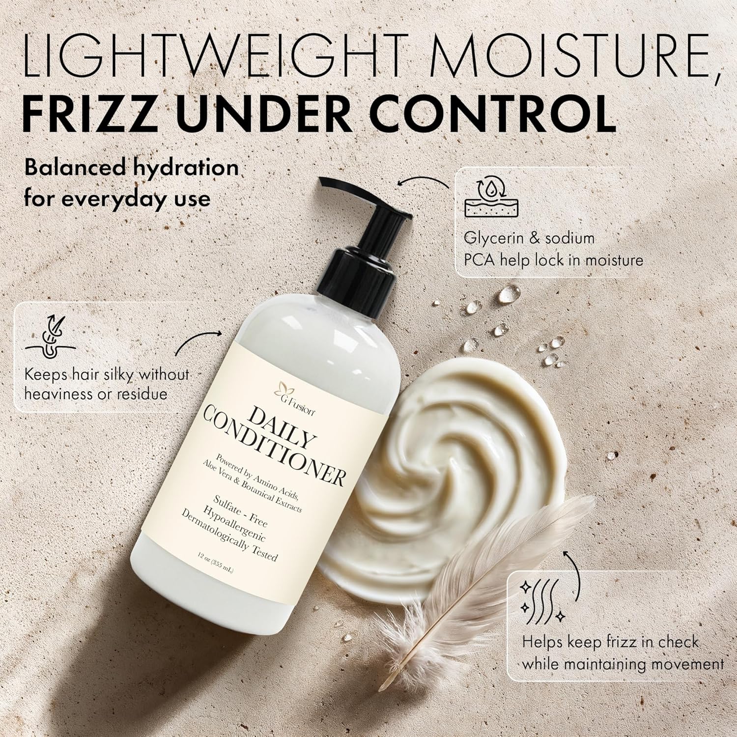 All Natural Daily Conditioner – Sulfate-Free Moisturizing Hair Conditioner with Amino Acids, Aloe Vera & Botanical Extracts – Lightweight Clean Beauty Formula for Smooth, Healthy Hair