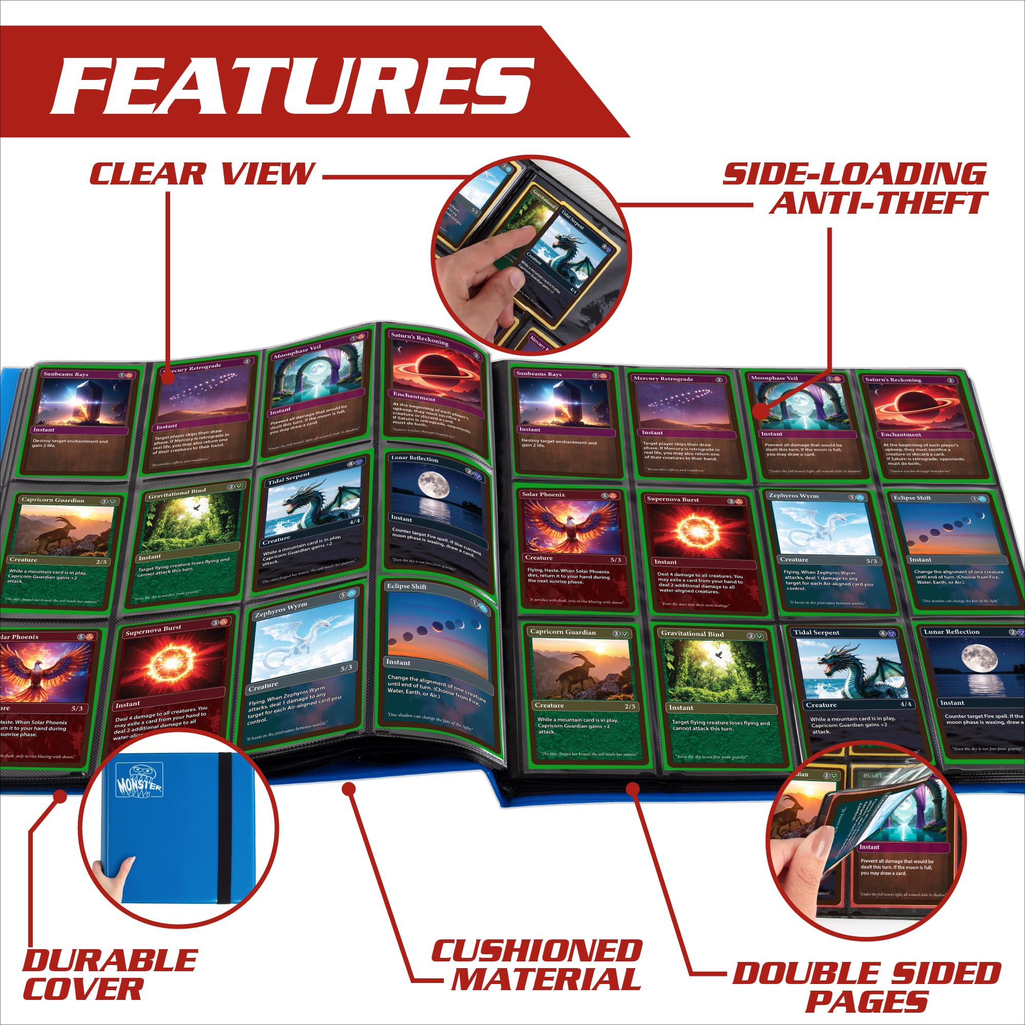 Amazon.com: Monster XL Blue Zodiac 12 Pocket Trading Card Album