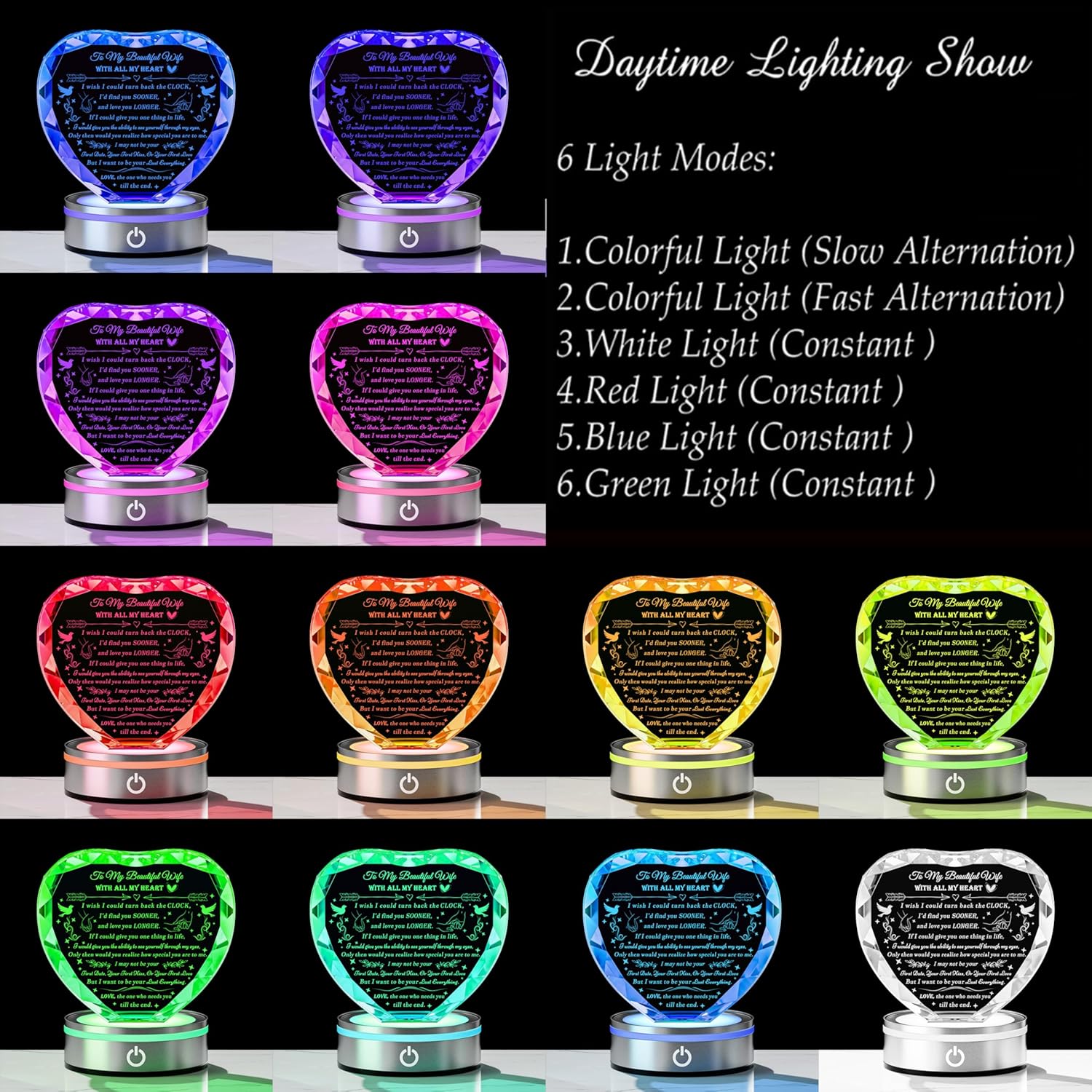 Qianwei Wife Gifts from Husband Unique - Personalized Crystal Heart Gifts for My Wife Who Has Everything - Birthday Anniversary Wedding Valentines Day Present Ideas for Her - Image 3