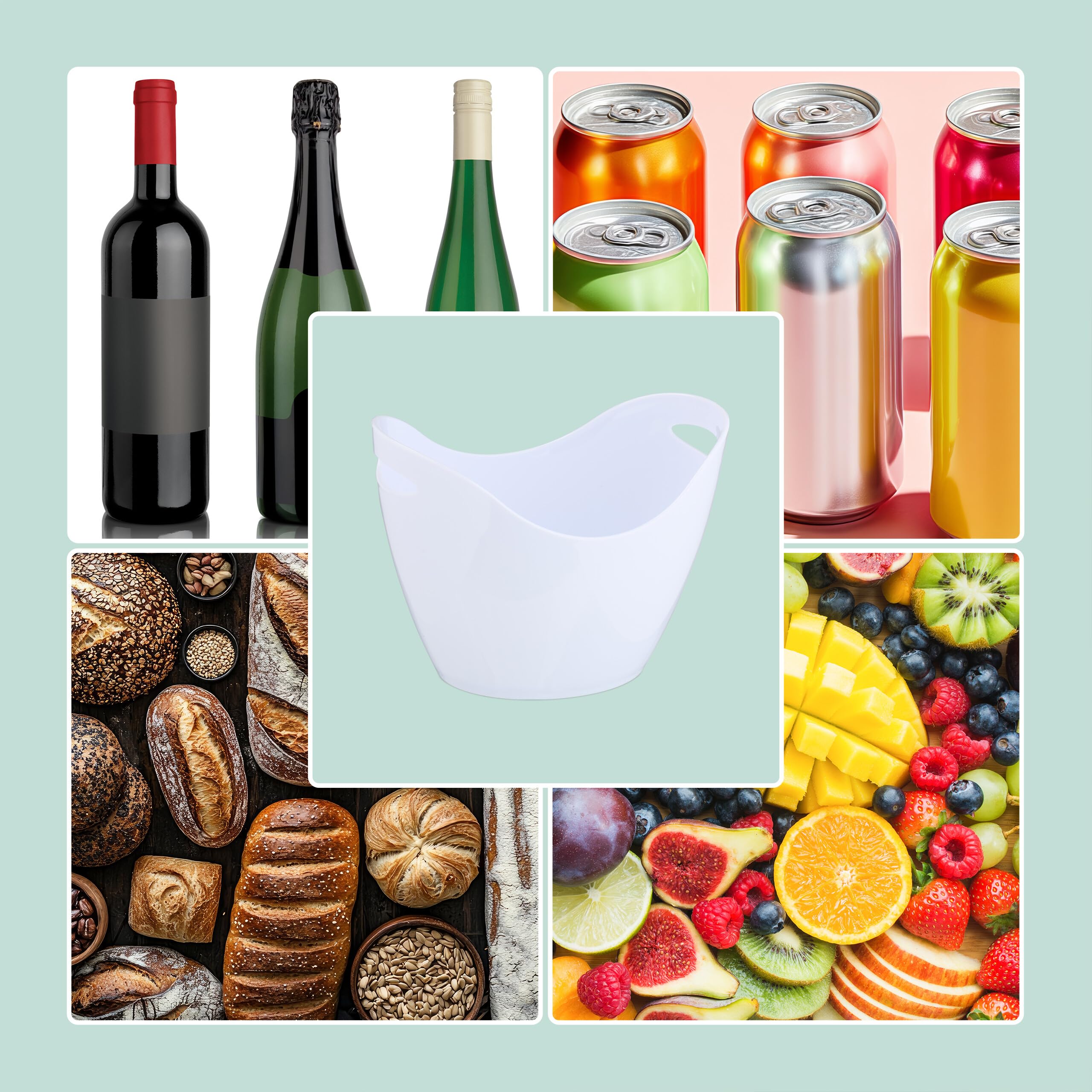 Relaxdays Cubitera para Botellas, 8 L Volumen, Enfriador Bebidas, Champanera, Cava, Vino, 25,5 x 35 x 25,5 cm, Blanco