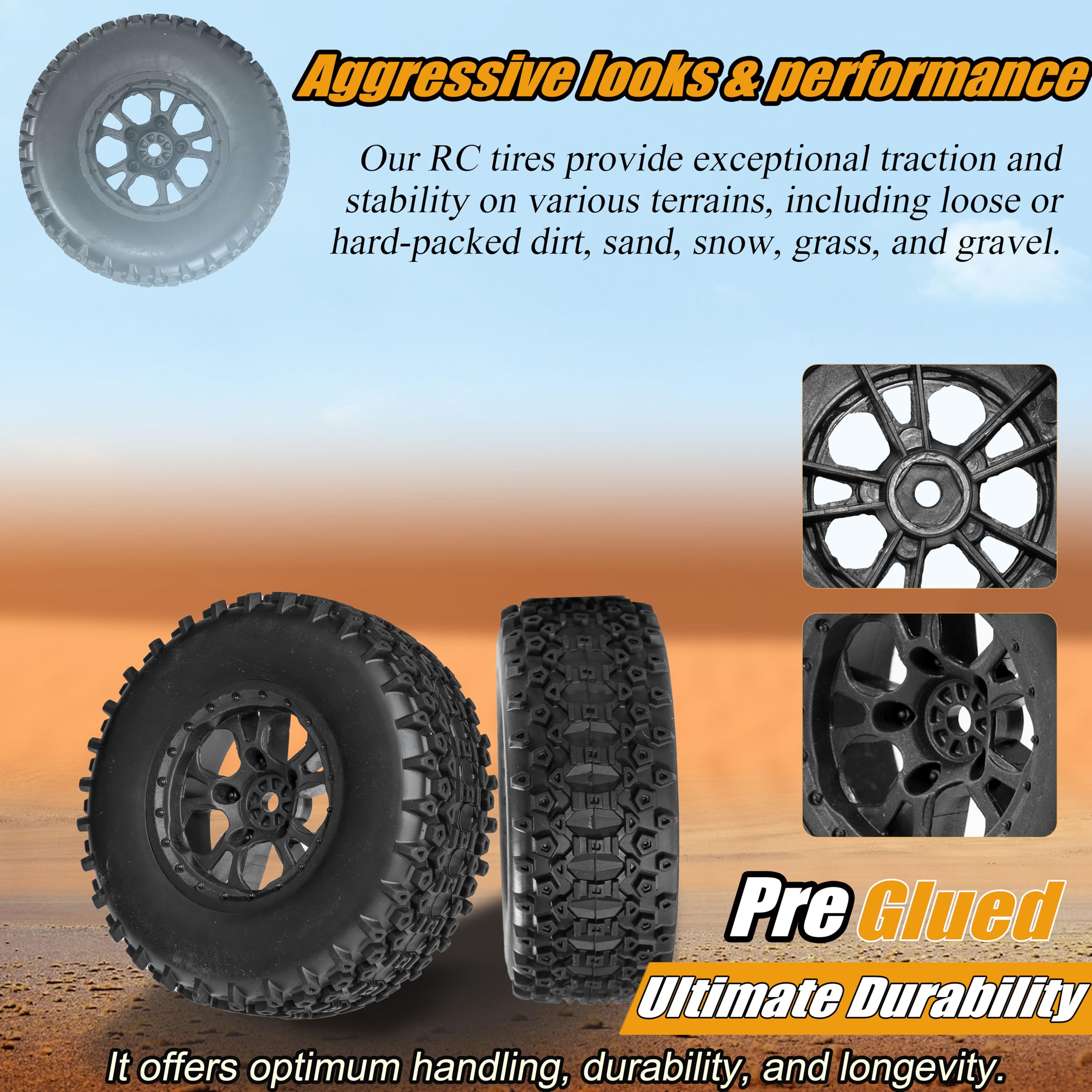 Pneus de camion de parcours court 1/10, roue hexagonale de 12mm pour voiture Slash Arrma Senton HuanQi 727 Vkar 10sc Hpi Rc, 4 pièces 26 Pneus de camion de parcours court 1/10, roue hexagonale de 12mm pour voiture Slash Arrma Senton HuanQi 727 Vkar 10sc Hpi Rc, 4 pièces 26