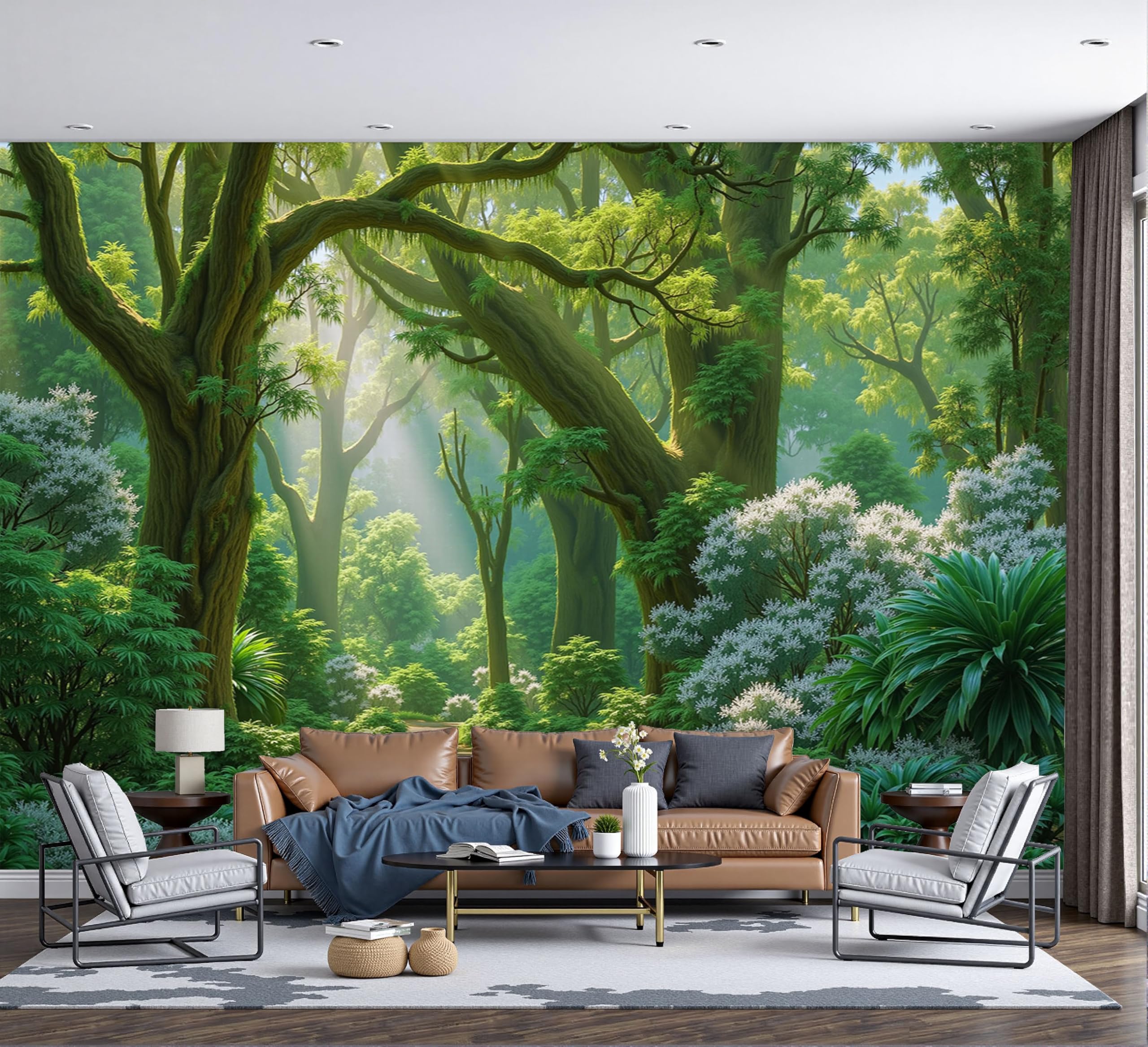 Fresque murale intissée forêt réalisme fantastique papier peint panoramique