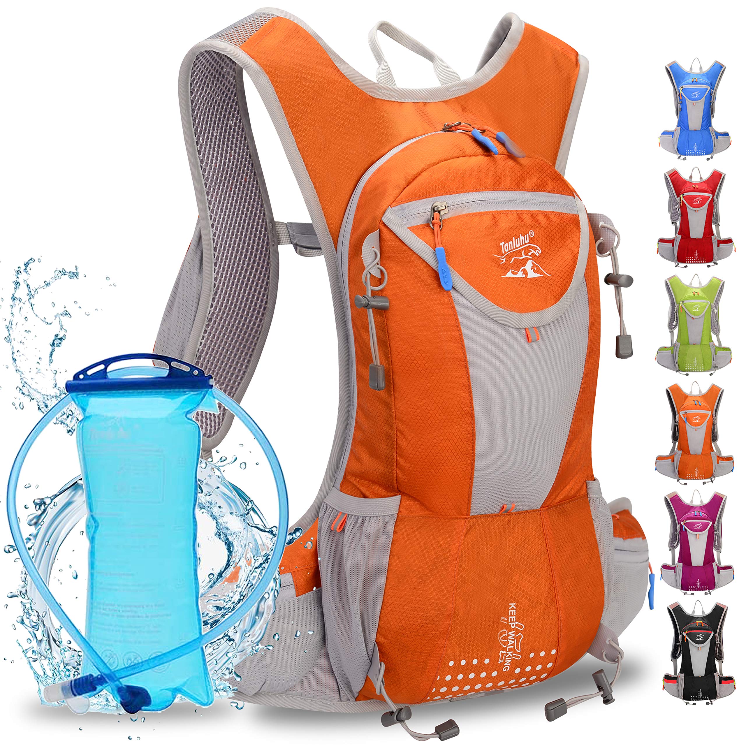 Sac à Dos Hydratation 2L - Randonnée Vélo Course - 15L Imperméable - Sifflet Et Bandes Réfléchissantes