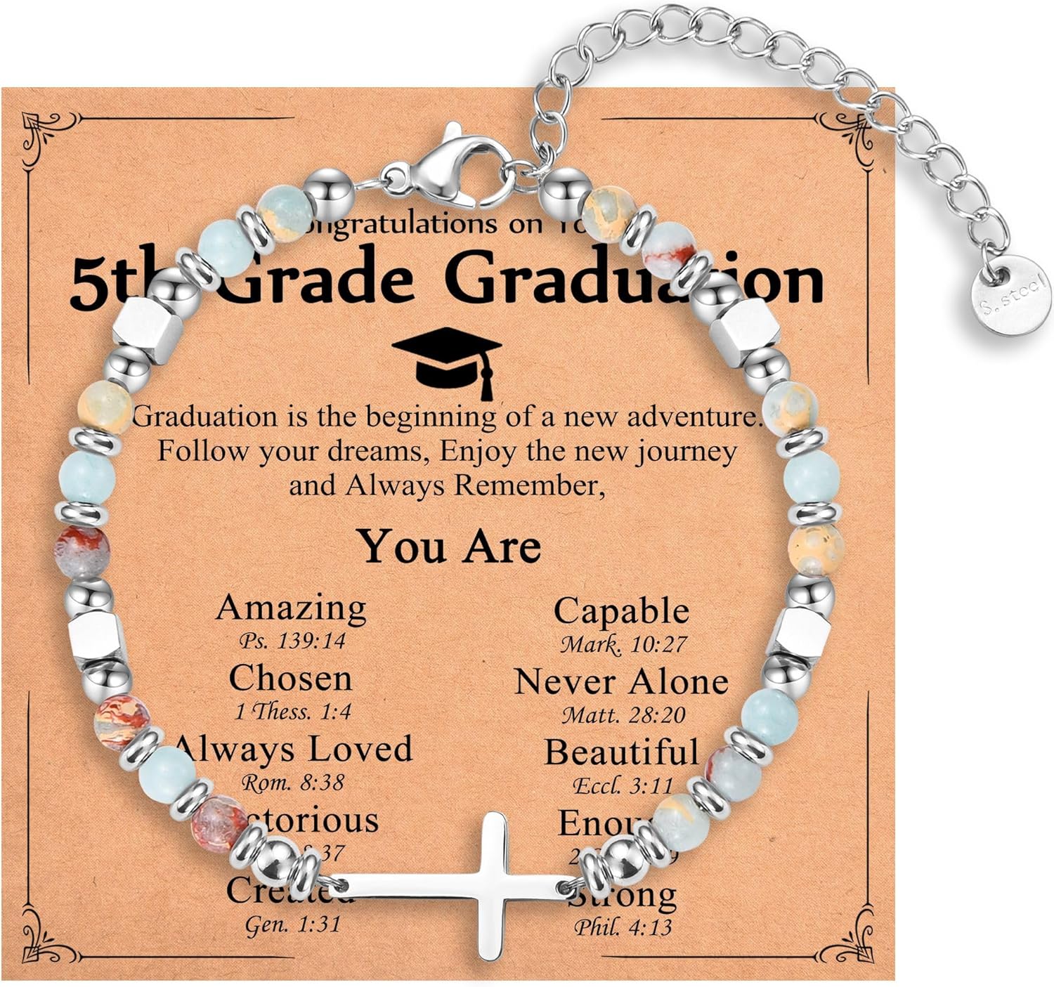IKIATY Christian Gifts for Women Girls, Religious Cross Bracelet, Birthday Christmas Easter Baptism Confirmation First Communion Valentines Day Graduation Gifts for Her