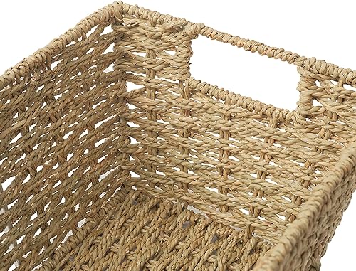 Miniatura 3 de Artera - Canastas de almacenamiento de mimbre medianas  Cesta tejida de hierba marina para organizar, contenedores de almacenamiento naturales