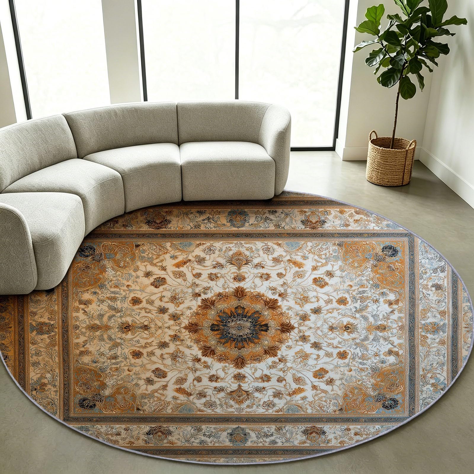 Traditional Oriental - Tappeto rotondo, 180 cm, lavabile in lavatrice