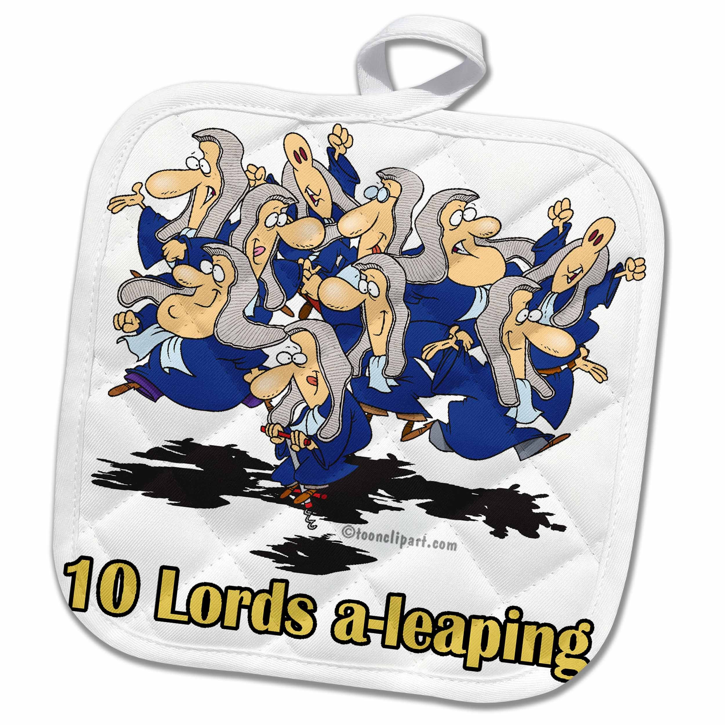 3dRose Ten Lords A-Leaping Potholder, 8 x 8