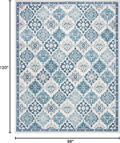 Miniatura 2 de SAFAVIEH Brentwood Collection BNT815M - Alfombra floral envejecida de 8 x 10 pies, color azul marino y gris, no desprende pelusa, para sala de