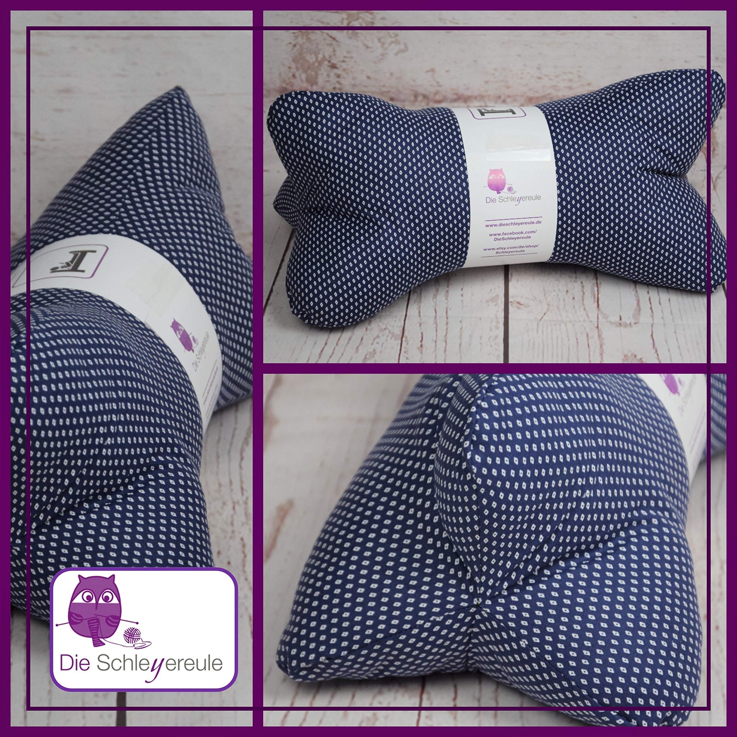 Leseknochen Nackenkissen Handmade in Deutschland, waschbar und ergonomisch, als Nackenrolle, Lesekissen und Lagerungskissen nutzbar (Dezent Blau)