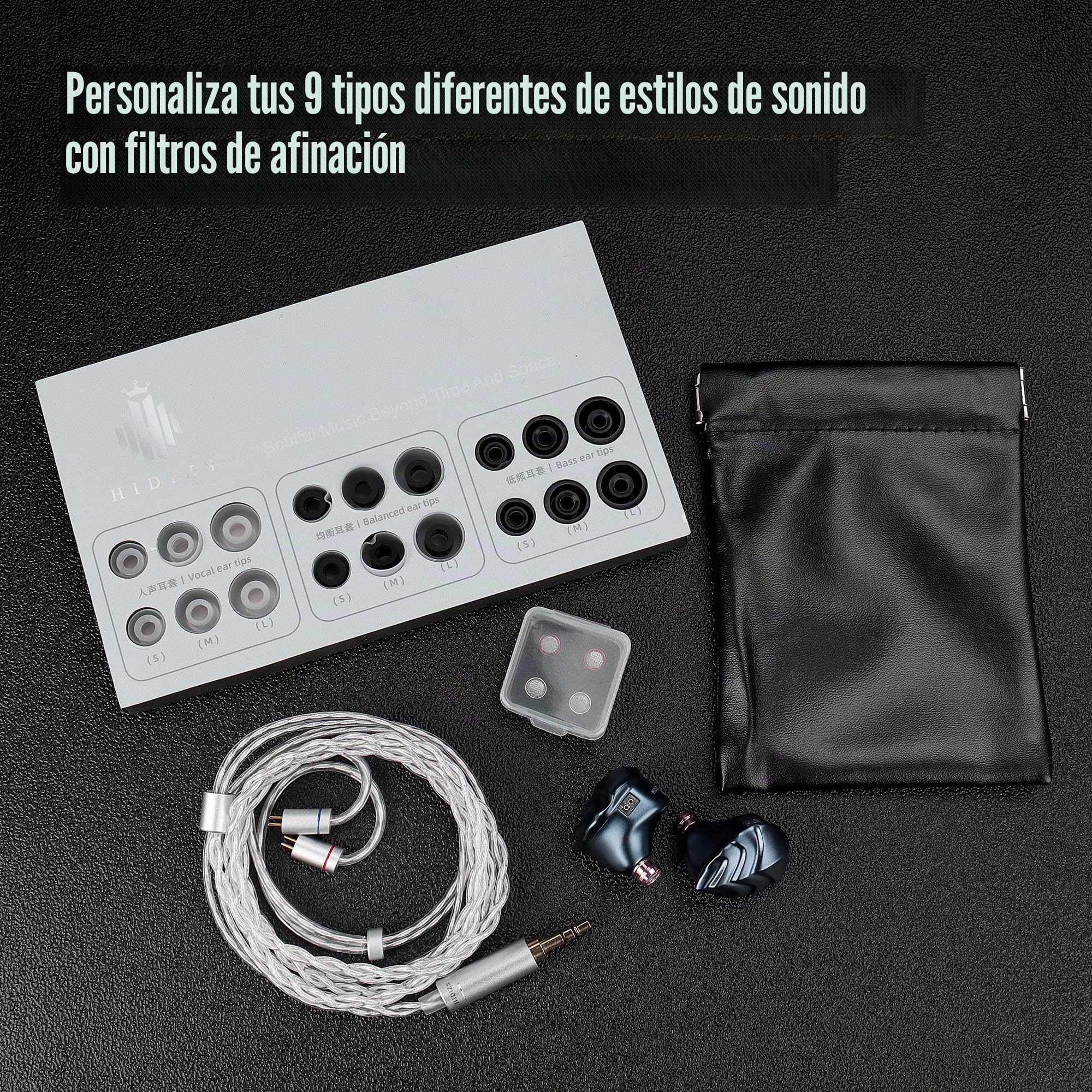 Hidizs MK12 Turris Auriculares In Ear Monitor, 12 mm Diafragma de Magnesio Puro al 91% con Imán de 1,5 T, Sonido Estudio, 10 Hz-45 kHz, Filtros Neumáticos, Cable OFC, 3,5 mm