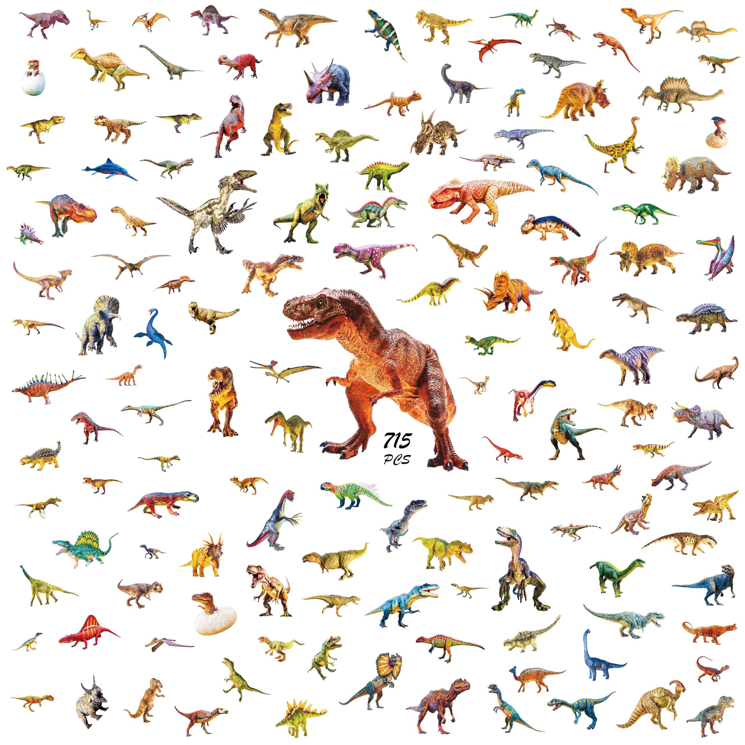715 PCS Dinosaur Stickers, 100+ Safari Dino Decals Wildlife Animal Stickers Water/Tear Resistant with No Residue Washable Decals for Teachers, Kids, Students, Water Bottle, Laptop, Scrapbook