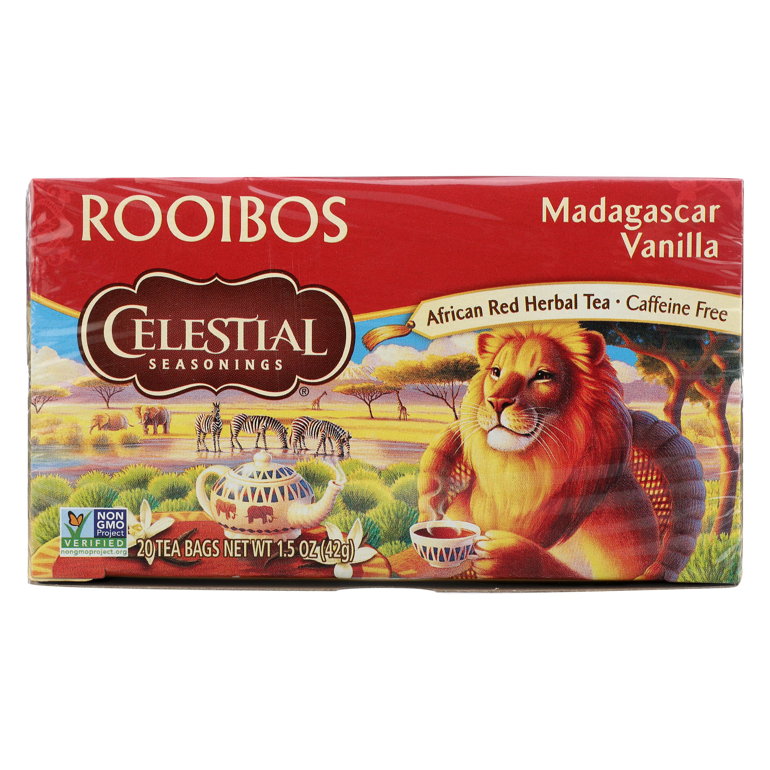 Celestial Seasonings Madagascar Vanilla Rooibos African Red Herbal Tea, 20 ct
