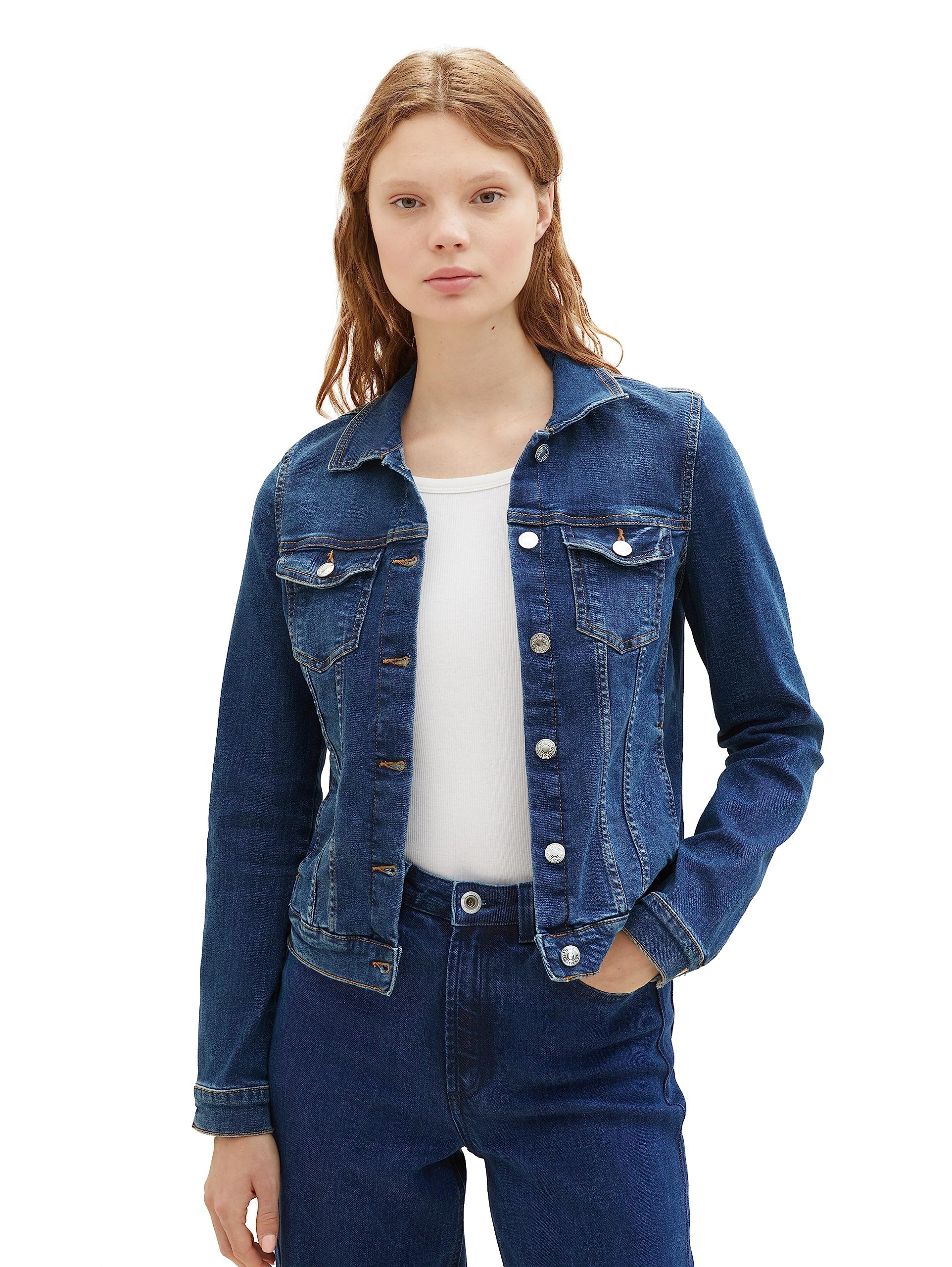 Tom Tailor Denim Ladies Denim Jacket 1023962, 10119 - Used Mid Stone Blue Denim, X-Small