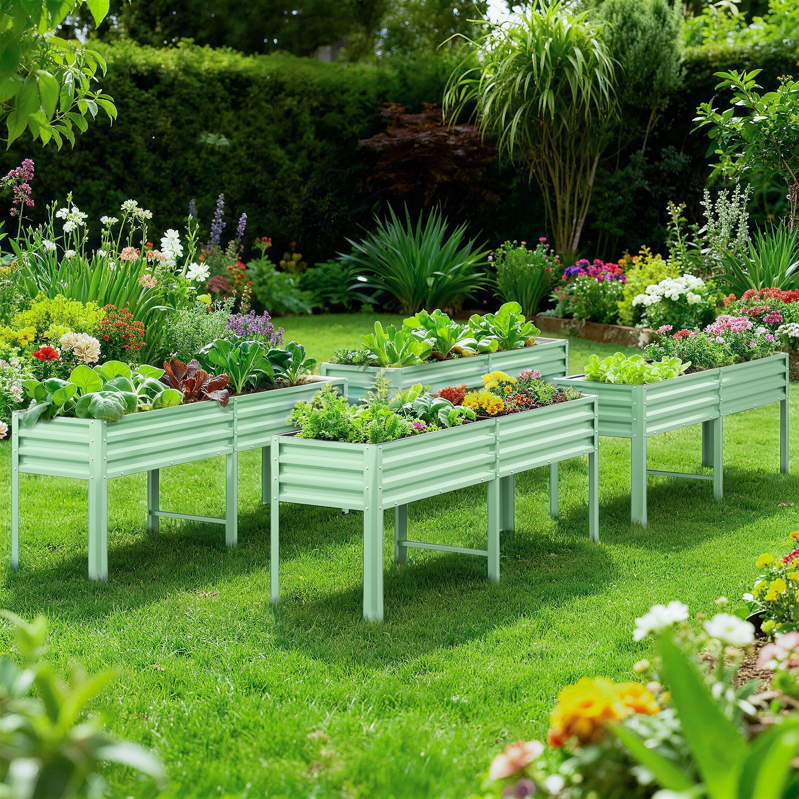 Hochbeet aus Metall, Verzinkter Stahl Rostfrei, 226x60x80 cm Hochbeet für Garten, Terrasse & Balkon, Pflanzkasten für Gemüse, Kräuter und Blumen, Langlebiges Pflanzbeet