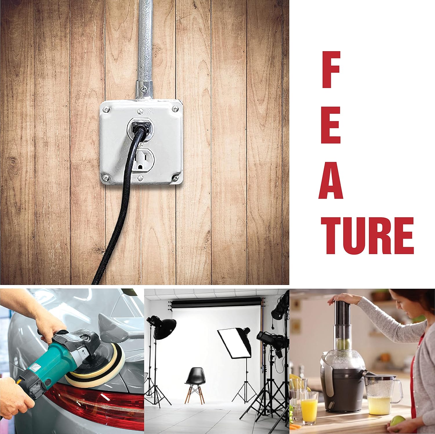 6-Foot and 10-Foot Black Extension Cord