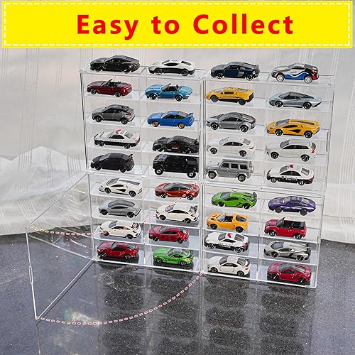 Miniatura 4 de KASTUN Vitrina para 32 Hot Wheels, Matchbox Cars, vitrina de montaje en pared, estuche de almacenamiento transparente para automóviles 164 fundidos