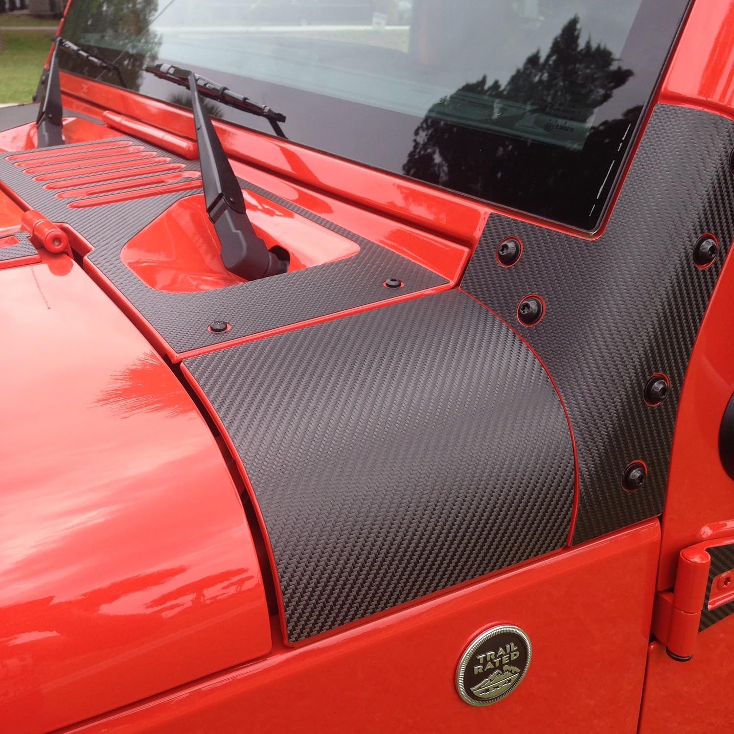 TufSkinz | Cowl and Hood Vent Accent Overlays - Compatible with 2007-2018 Jeep Wrangler JK - 4 Piece Kit