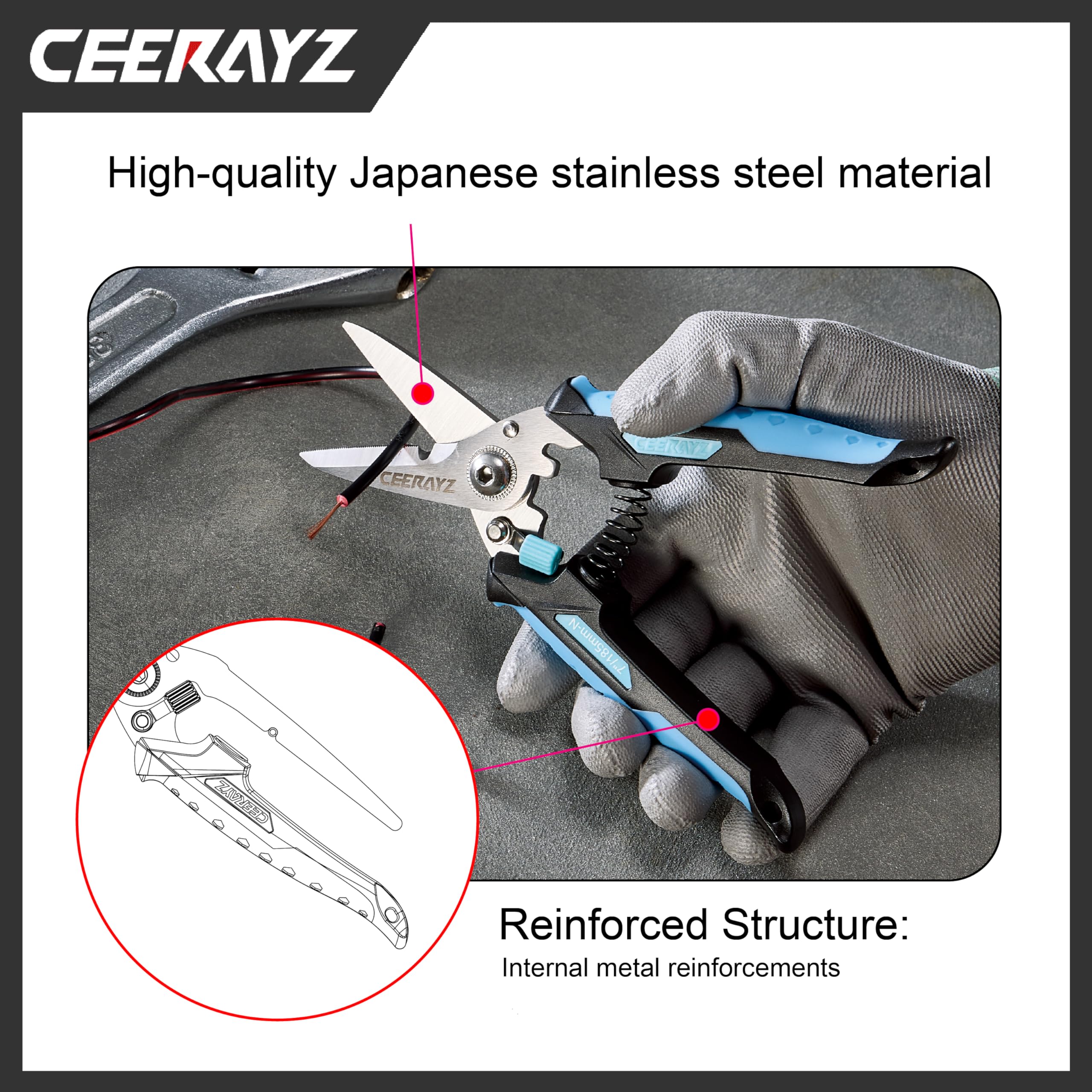 Amazon.co.jp: CEERAYZ Scissors, 7.3 inches (185 mm), Notch