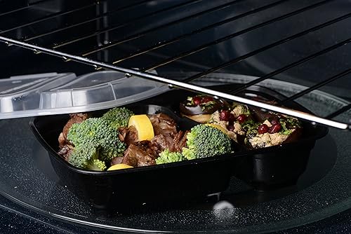 Miniatura 8 de EcoQuality Contenedores de preparación de comidas [paquete de 75] [38oz] 2 compartimentos con tapas, caja Bento reutilizable, recipientes de