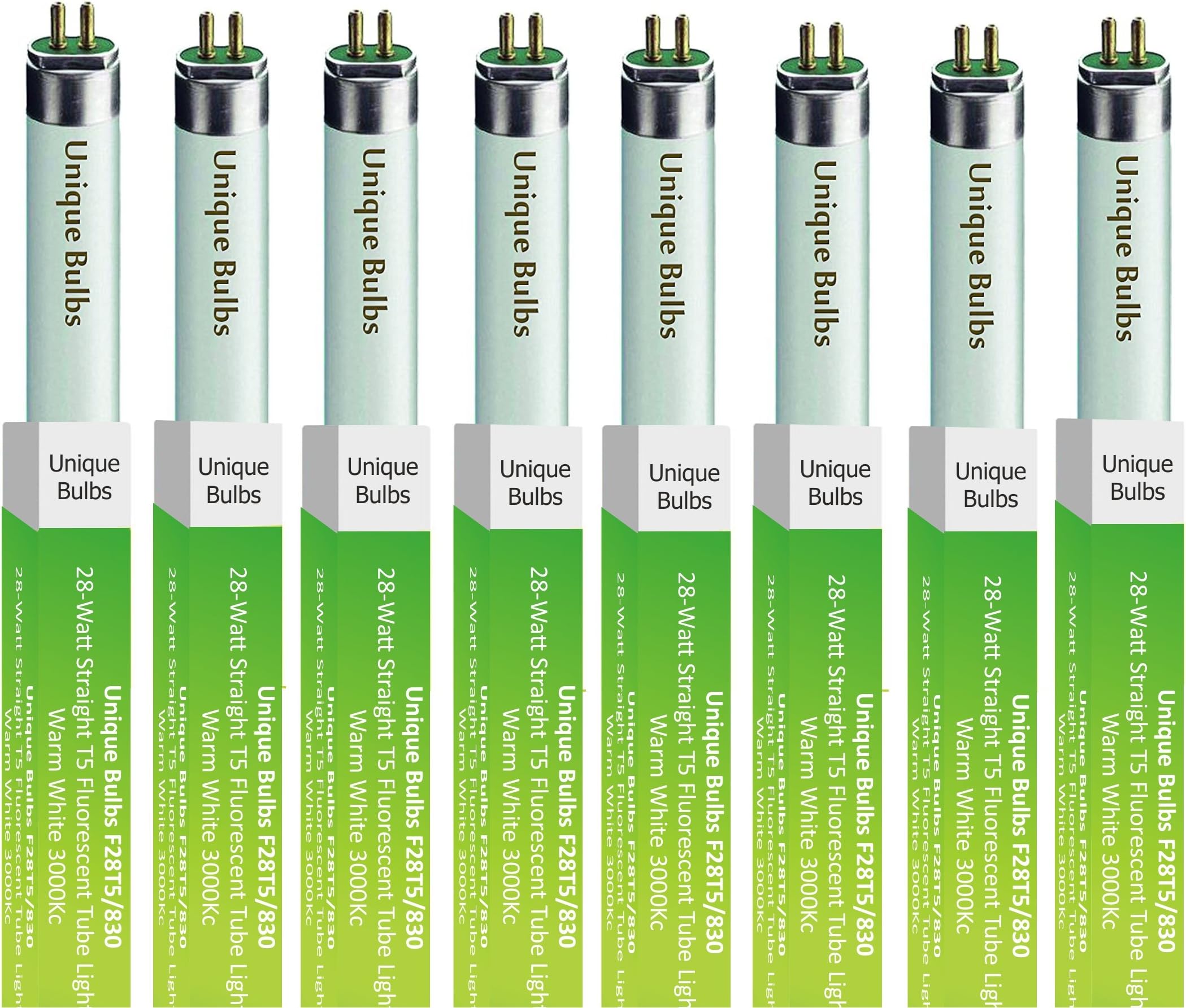 (Pack of 8) F28T5/830 28-Watt Straight T5 Fluorescent Tube Light Bulb, Warm White 3000K