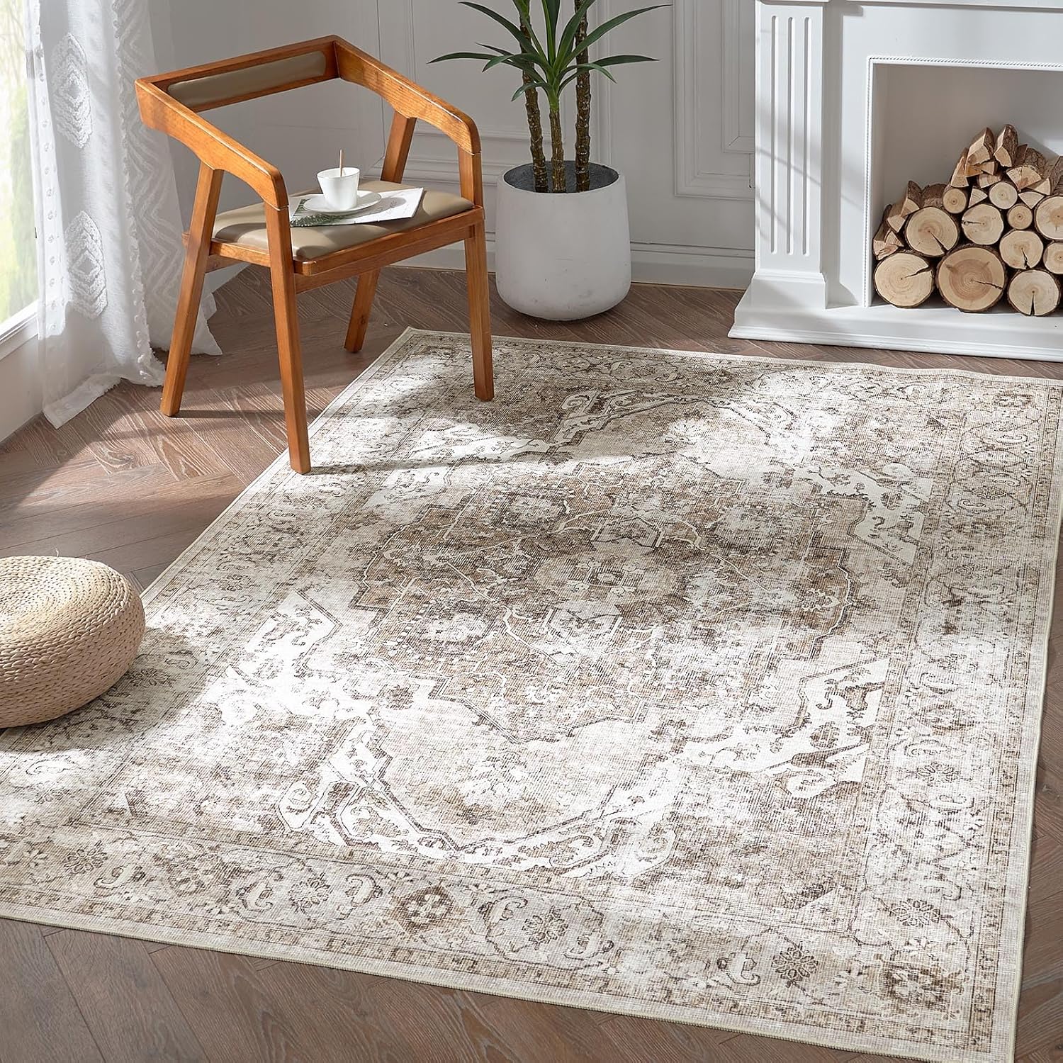 jinchan Area Rug 8x10 Washable Rug Entryway Vintage Rug